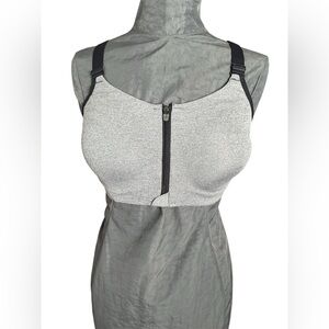 All in Motion Gray Zip-Front Racerback Sports Bra, 38C